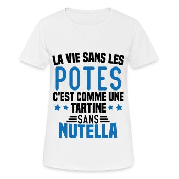 Tartine sans chocolat Humour Cadeau - T-shirt respirant Femme - blanc - Devant - AI Model Female 172 dark (172cm)