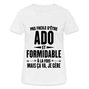 Pas Facile d'Être Ado Et Formidable À La Fois - T-shirt respirant Femme - blanc - Devant - AI Model Female 172 dark (172cm)