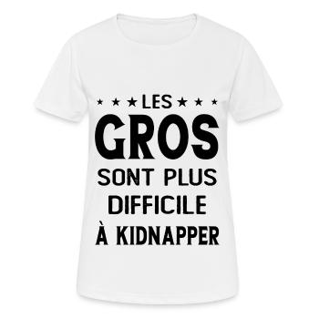 Les gros sont plus difficiles à kidnapper - T-shirt respirant Femme - blanc - Devant - AI Model Female 172 dark (172cm)