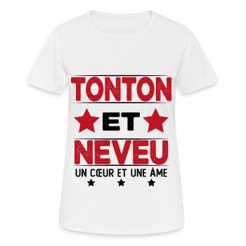 Tonton et Neveu Cadeau Humour - T-shirt respirant Femme - blanc - Devant - AI Model Female 172 dark (172cm)