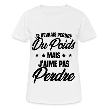 Je devrais perdre du poids mais j'aime pas perdre - T-shirt respirant Femme - blanc - Devant - AI Model Female 172 dark (172cm)