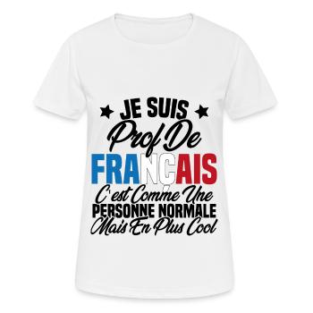 Je suis prof de français Cadeau Prof - T-shirt respirant Femme - blanc - Devant - AI Model Female 172 dark (172cm)
