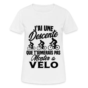 J'ai une descente que t'aimerais Vélo Cadeau - T-shirt respirant Femme - blanc - Devant - AI Model Female 172 dark (172cm)