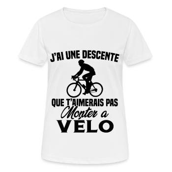 J'ai une descente que t'aimerais Vélo Cadeau - T-shirt respirant Femme - blanc - Devant - AI Model Female 172 dark (172cm)