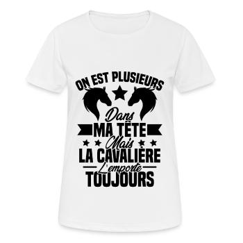 La Cavalière toujours Cadeau Humour Cheval - T-shirt respirant Femme - blanc - Devant - AI Model Female 172 dark (172cm)