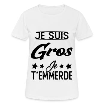 Je suis gros et je t'emmerde - T-shirt respirant Femme - blanc - Devant - AI Model Female 172 dark (172cm)