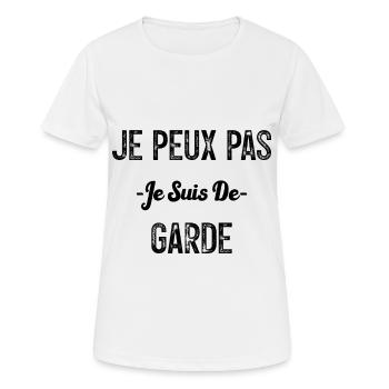 Je peux pas je suis de garde - T-shirt respirant Femme - blanc - Devant - AI Model Female 172 dark (172cm)