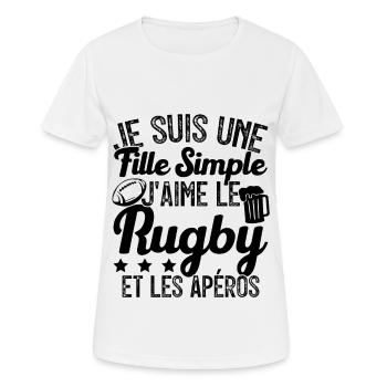 Femme Joueur De Rugby Cool Filles Rugby Et Apéros - T-shirt respirant Femme - blanc - Devant - AI Model Female 172 dark (172cm)