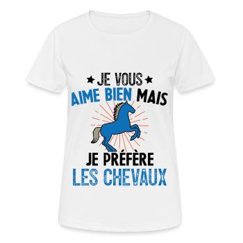 Je Vous Aime Bien Equitation Cheval Cadeau - T-shirt respirant Femme - blanc - Devant - AI Model Female 172 dark (172cm)