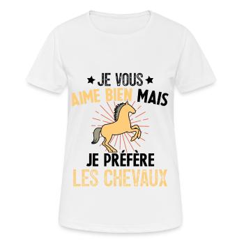 Je Vous Aime Bien Equitation Cheval Cadeau - T-shirt respirant Femme - blanc - Devant - AI Model Female 172 dark (172cm)