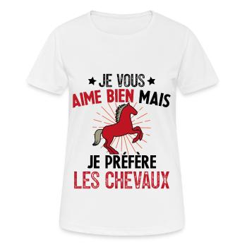 Je Vous Aime Bien Equitation Cheval Cadeau - T-shirt respirant Femme - blanc - Devant - AI Model Female 172 dark (172cm)