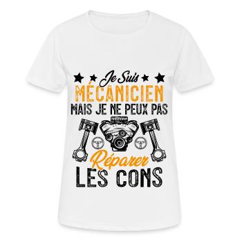 Je Suis Mécanicien Mais Mécano Garage Homme Cadeau - T-shirt respirant Femme - blanc - Devant - AI Model Female 172 dark (172cm)