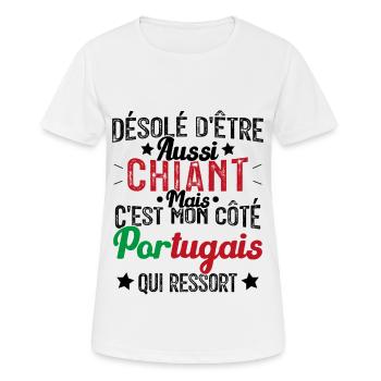 Désolé d'etre Chiant c'est mon côté portugais - T-shirt respirant Femme - blanc - Devant - AI Model Female 172 dark (172cm)