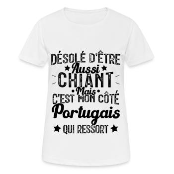 Désolé d'etre Chiant c'est mon côté portugais - T-shirt respirant Femme - blanc - Devant - AI Model Female 172 dark (172cm)