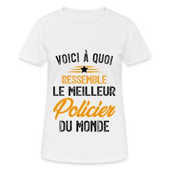 Voici à quoi ressemble le meilleur Policier - T-shirt respirant Femme - blanc - Devant - AI Model Female 172 dark (172cm)