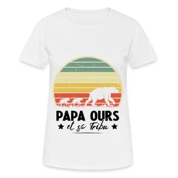 Papa ours et sa tribu Humour cadeau - T-shirt respirant Femme - blanc - Devant - AI Model Female 172 dark (172cm)