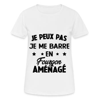 J'peux pas j'me barre en fourgon aménagé - T-shirt respirant Femme - blanc - Devant - AI Model Female 172 dark (172cm)