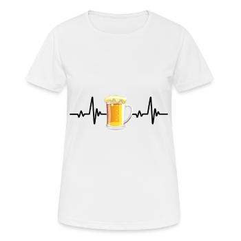 Bier Herzschlag Geschenk - Frauen T-Shirt atmungsaktiv - Weiß - Vorne - AI Model Female 172 dark (172cm)
