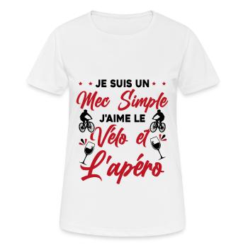 Je suis un Mec Simple j'aime Le Vélo Et L'apéro - T-shirt respirant Femme - blanc - Devant - AI Model Female 172 dark (172cm)