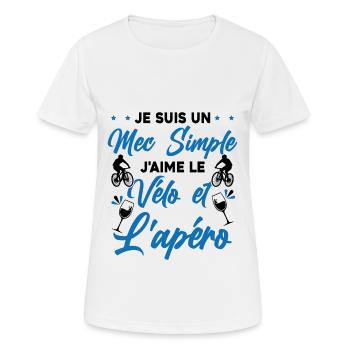 Je suis un Mec Simple j'aime Le Vélo Et L'apéro - T-shirt respirant Femme - blanc - Devant - AI Model Female 172 dark (172cm)