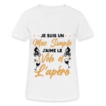 Je suis un Mec Simple j'aime Le Vélo Et L'apéro - T-shirt respirant Femme - blanc - Devant - AI Model Female 172 dark (172cm)
