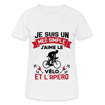 Je suis un Mec Simple j'aime Le Vélo Et L'apéro - T-shirt respirant Femme - blanc - Devant - AI Model Female 172 dark (172cm)
