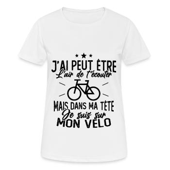 Dans Ma Tête Je suis sur Mon Vélo Humour Cyclisme - T-shirt respirant Femme - blanc - Devant - AI Model Female 172 dark (172cm)