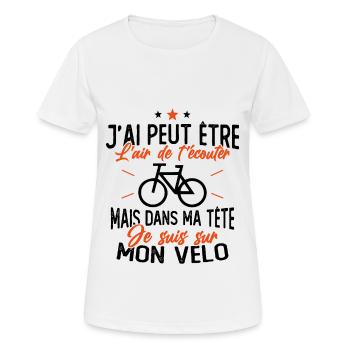 Dans Ma Tête Je suis sur Mon Vélo Humour Cyclisme - T-shirt respirant Femme - blanc - Devant - AI Model Female 172 dark (172cm)