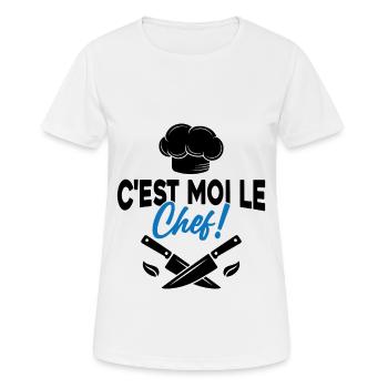 C'est moi le chef Toque de cuisinier - T-shirt respirant Femme - blanc - Devant - AI Model Female 172 dark (172cm)