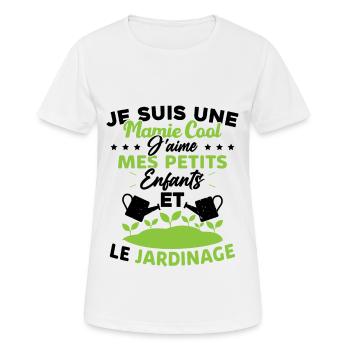 Mamie j'aime mes petite enfants et le jardinage - T-shirt respirant Femme - blanc - Devant - AI Model Female 172 dark (172cm)
