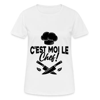 C'est moi le chef Toque de cuisinier - T-shirt respirant Femme - blanc - Devant - AI Model Female 172 dark (172cm)