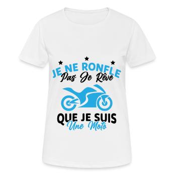 Je Ne Ronfle Pas Je Rêve Que Je Suis Une Moto - T-shirt respirant Femme - blanc - Devant - AI Model Female 172 dark (172cm)