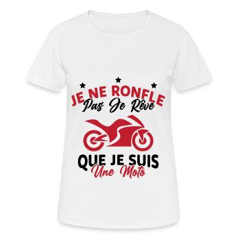 Je Ne Ronfle Pas Je Rêve Que Je Suis Une Moto - T-shirt respirant Femme - blanc - Devant - AI Model Female 172 dark (172cm)