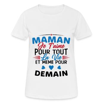 Maman je t'aime Mère Bébé Naissance Amour - T-shirt respirant Femme - blanc - Devant - AI Model Female 172 dark (172cm)