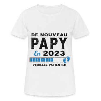 De Nouveau Papy en 2023 Cadeau Futur Papy - T-shirt respirant Femme - blanc - Devant - AI Model Female 172 dark (172cm)