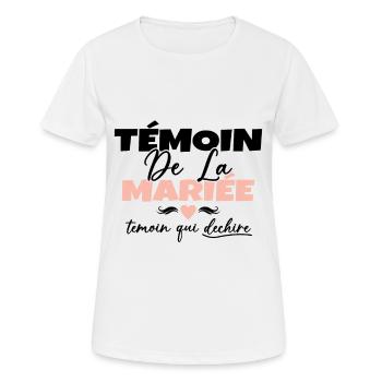 Témoin de la Mariée Témoin qui Déchire - T-shirt respirant Femme - blanc - Devant - AI Model Female 172 dark (172cm)