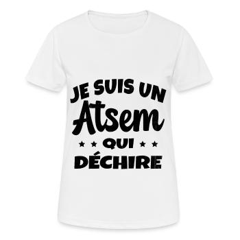 Homme Je Suis Un Atsem Qui Déchire Humour Drôle - T-shirt respirant Femme - blanc - Devant - AI Model Female 172 dark (172cm)