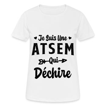 Je suis une ATSEM qui déchire Idée Cadeau Atsem - T-shirt respirant Femme - blanc - Devant - AI Model Female 172 dark (172cm)