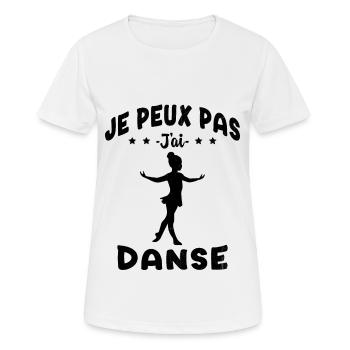 j'peux pas j'ai Danse - Humour Fille Cadeau - T-shirt respirant Femme - blanc - Devant - AI Model Female 172 dark (172cm)