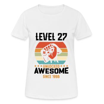 Level 27 Komplettes Geburtstagsgeschenk von 1996 - Frauen T-Shirt atmungsaktiv - Weiß - Vorne - AI Model Female 172 dark (172cm)