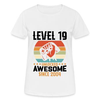Level 19 Komplettes Geburtstagsgeschenk für 2004 - Frauen T-Shirt atmungsaktiv - Weiß - Vorne - AI Model Female 172 dark (172cm)