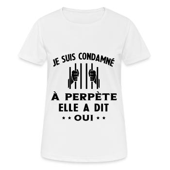 Homme Condamné à Perpète Humour Cadeau Futur Marié - T-shirt respirant Femme - blanc - Devant - AI Model Female 172 dark (172cm)