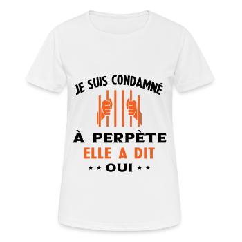 Homme Condamné à Perpète Humour Cadeau Futur Marié - T-shirt respirant Femme - blanc - Devant - AI Model Female 172 dark (172cm)