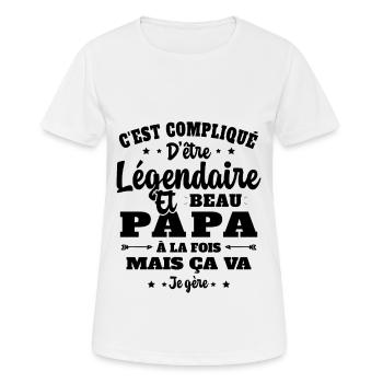 Légendaire et Beau Papa Cadeau Papa de l'année - T-shirt respirant Femme - blanc - Devant - AI Model Female 172 dark (172cm)