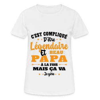 Légendaire et Beau Papa Cadeau Papa de l'année - T-shirt respirant Femme - blanc - Devant - AI Model Female 172 dark (172cm)