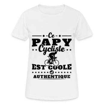 Ce papy cycliste est coole et authentique - T-shirt respirant Femme - blanc - Devant - AI Model Female 172 dark (172cm)