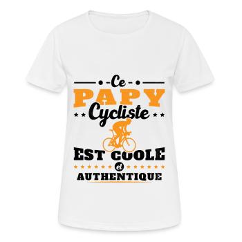 Ce papy cycliste est coole et authentique - T-shirt respirant Femme - blanc - Devant - AI Model Female 172 dark (172cm)