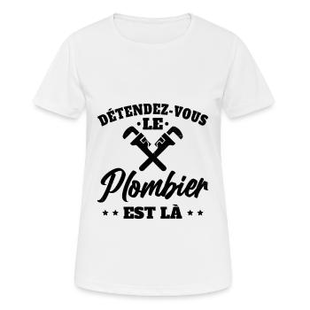 Détendez-Vous Le Plombier Est Là Plomberie - T-shirt respirant Femme - blanc - Devant - AI Model Female 172 dark (172cm)