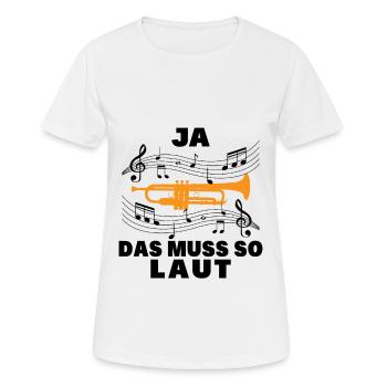 Ja das muss so laut - Frauen T-Shirt atmungsaktiv - Weiß - Vorne - AI Model Female 172 dark (172cm)