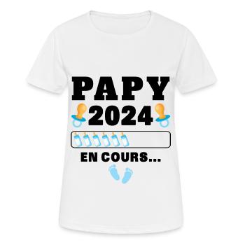 Futur Papy 2024 En Cours - T-shirt respirant Femme - blanc - Devant - AI Model Female 172 dark (172cm)